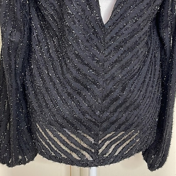 Miss Me Eyelash Metallic Mesh Top Black sparkly chevron Women’s Size Medium - Picture 8 of 11